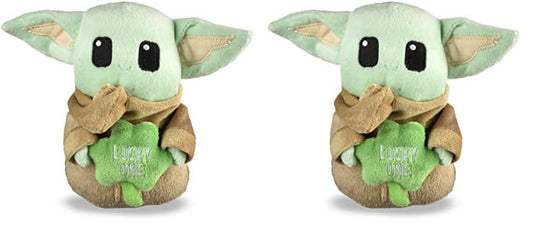 STAR WARS St Pattys 6" Grogu Lucky One Squeaker Pet Toy | St. Patrick’s Day Toy Themed Grogu Baby Yoda The Child | Medium Dog Squeaker Toy for Dogs (Pack of 2)