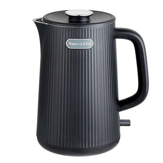 Nueve & Five 1.7L Electric Kettle Double Wall Electric Tea Kettle Auto Shut Off 1200W Hot Water Kettle Electric of 304 Stainless Steel-Black