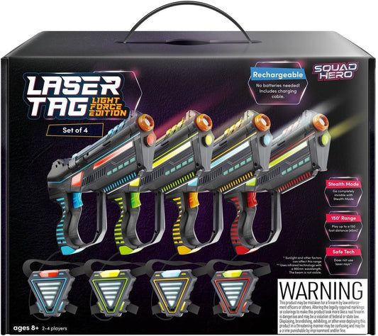 Rechargeable Laser Tag for Kids Teens & Adults - Blasters & Vest Sensors - Fun Ideas Age 8+ Year Old Toys - 4 Set - Lazer Teen Boy Games - Boys & Girls Outdoor Teenage Group Activities