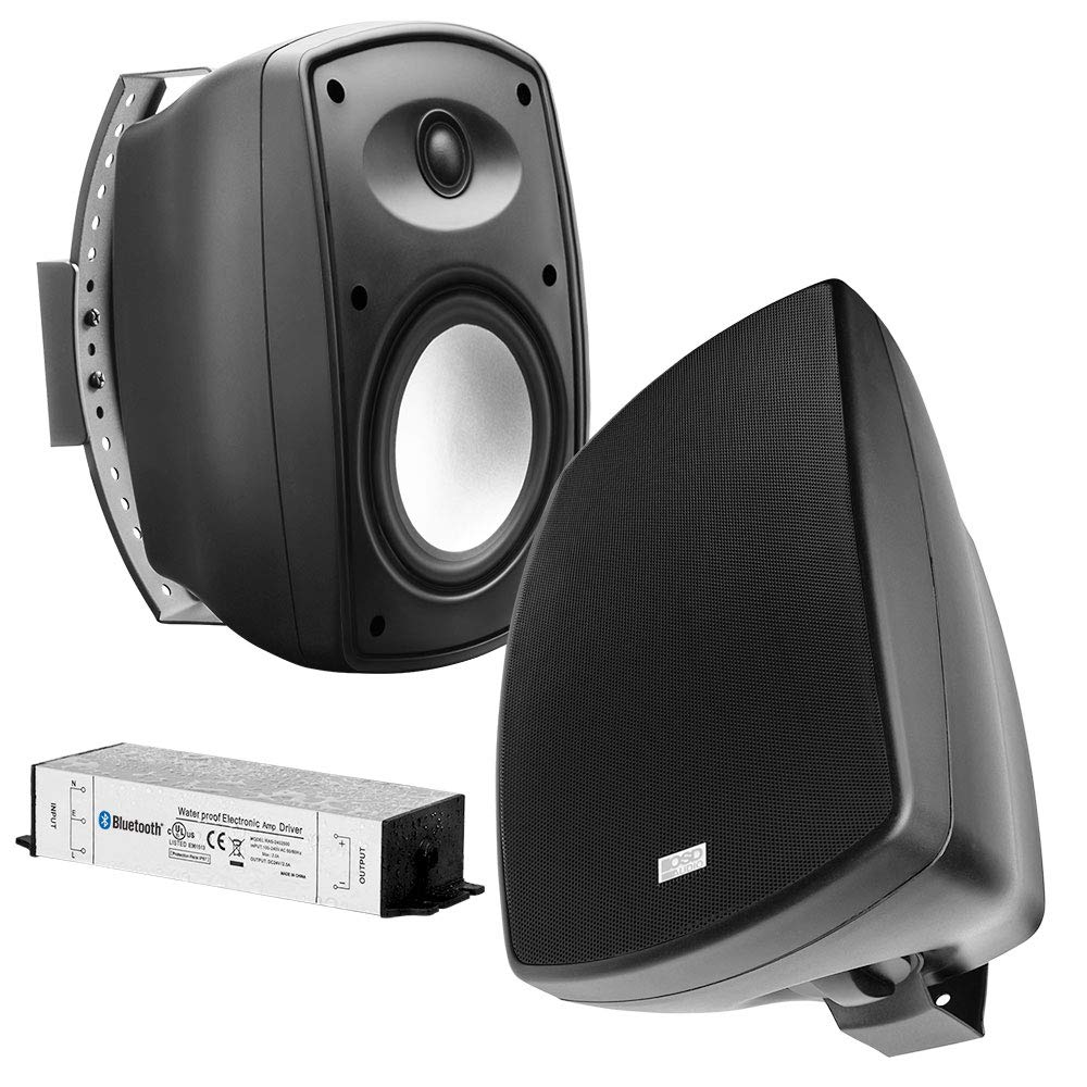OSD Audio 6.5" Wireless Bluetooth Outdoor Patio Speaker Architectural Stereo Pair Black BTP650 Long Range