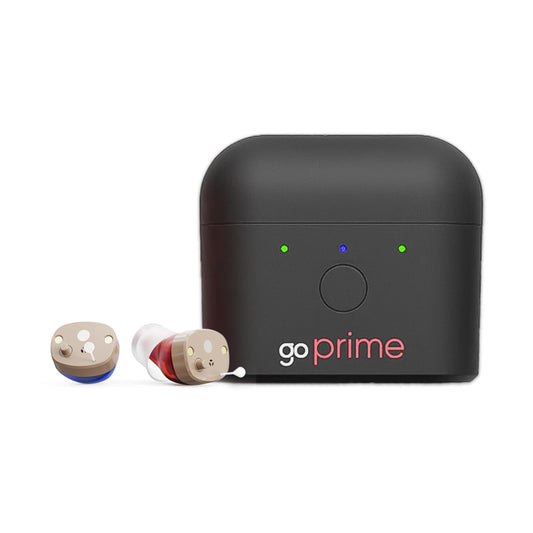 Go Prime OTC Hearing Aids for Seniors - in The Ear Bluetooth Enabled Rechargeable Hearing Aids Noise Reduction Discreet Fit for Mild to Moderate Auditory Loss (Beige)