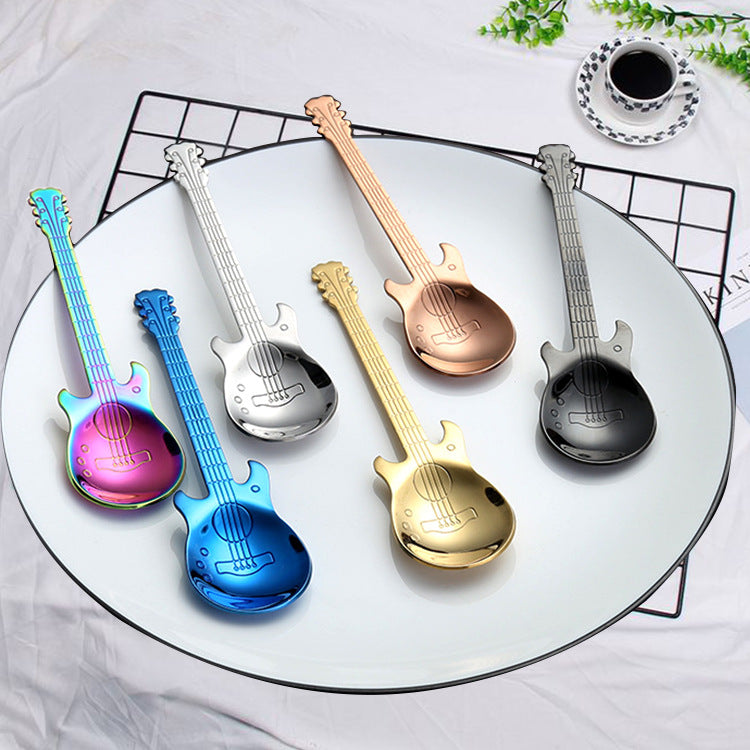 Gold-Plated Stainless Steel Guitar Coffee Spoon