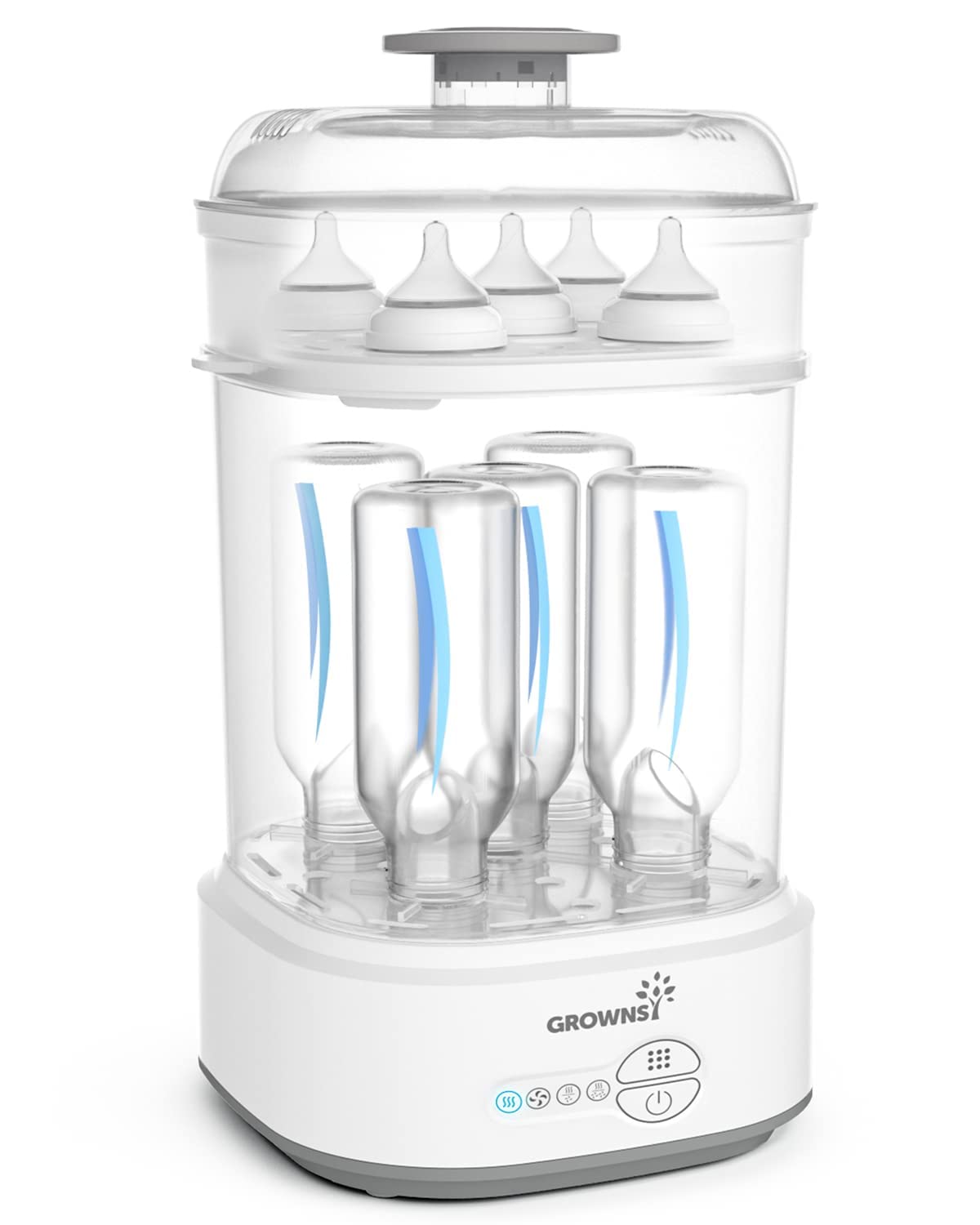 GROWNSY Bottle Sterilizer and Dryer Compact Electric Steam Baby Bottle Sterilizer (Esterilizador de Biberones) Bottle Sanitizer for Baby Bottles Pacifiers Pump Parts