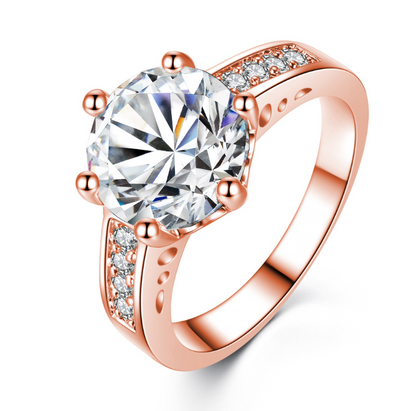 Platinum Six-Prong Ring Jewelry valentine couple birthday date gift