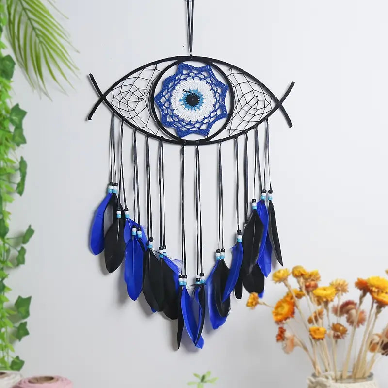 Handmade Dream Catcher with Evil Eye Feather Home Decor