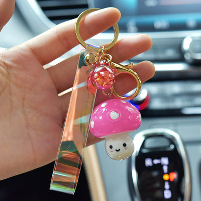 Cute Mushroom Animation Game Light Keychain Pendant