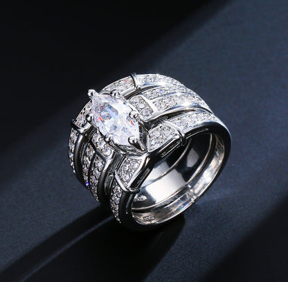 Couple Engagement Zirconia Ring Set birthday valentine romance gift
