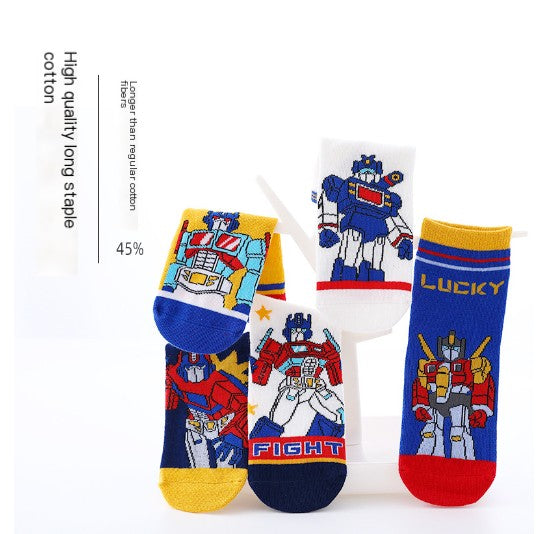 Boys boy Cotton Cartoon Socks - Transformers & Ultraman