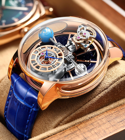 PINDU DESIGN Luxury Men's Quartz Watch Tourbillion 3bar astronomi valentine couple birthday date gift