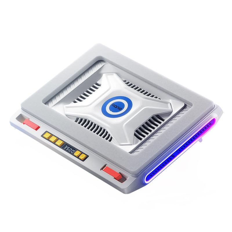 llano V10 Gaming Laptop Cooler RGB Laptop Cooling Pad Stand with Powerful 4.72 Inch External Turbo Cooling Fan Fast Cooling Computer 13-17.3inch 3 Adjustable Stand 4-Port USB C&A (White)