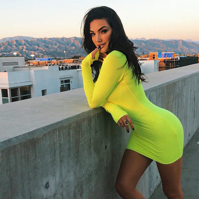 Sexy Zip Collar Long Sleeve Dress woman women date couple party night clubbing