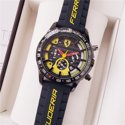 Men's Vintage Quartz Watch with 6 Needles - Ferrari Style