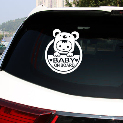 Cute Baby on Board Reflective Car Sticker decal for Girls 12.5x15cm PET material