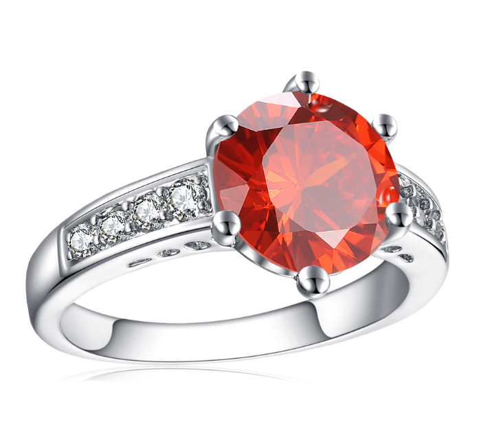 Platinum Six-Prong Ring Jewelry valentine couple birthday date gift
