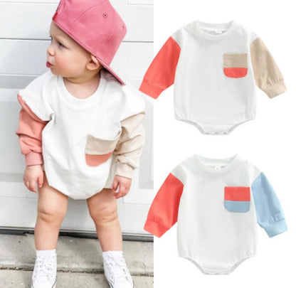 Contrast Long Sleeve One-Piece Romper baby