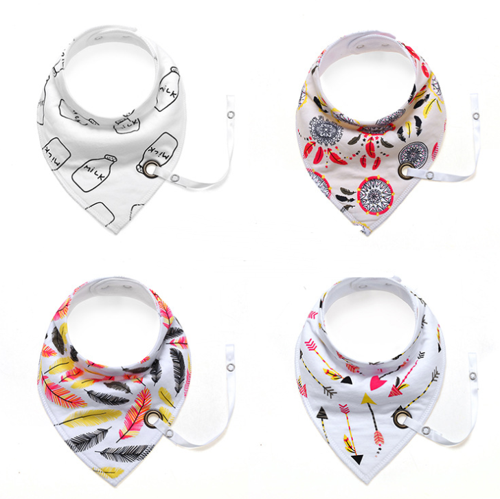 Baby Cotton Triangle Bib with Double Layer and Snap Closure over 95% pure cotton
