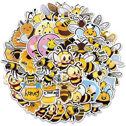Yellow Honey Bee Gifts 50pcs Cute Cartoon Bee Stickers Vinyl Decal