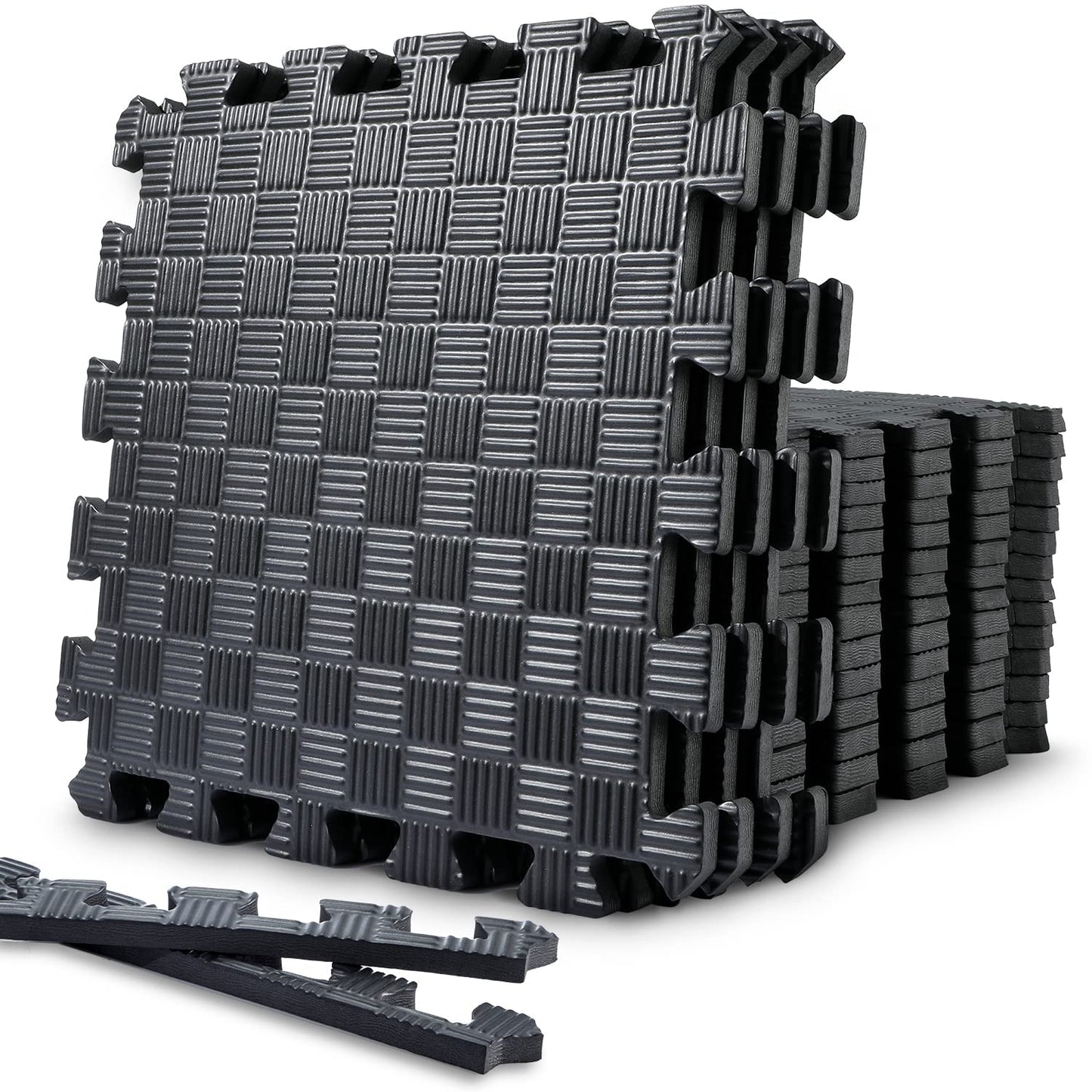 Sportneer Interlocking Foam Mats Puzzle Floor Tiles 12 x 12 Inch with 18 Tiles Exercise Floor Mat with EVA Foam Mats for Home Gym Protective Flooring Cushion for Workouts (17.4 sqft)