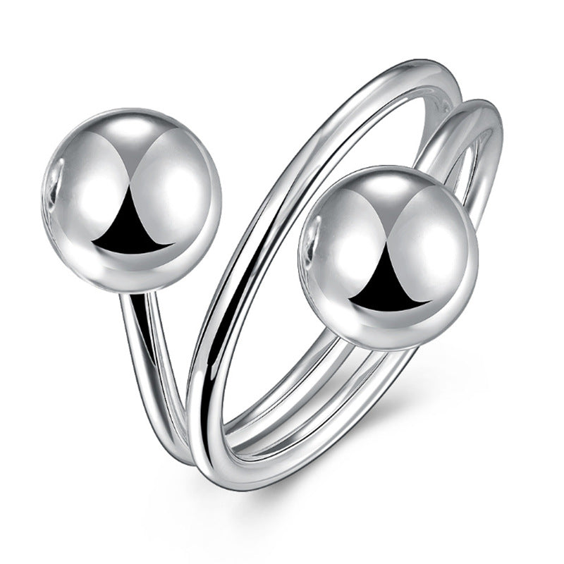 Simple Women's Couple Beads Ring birthday valentine romance gift