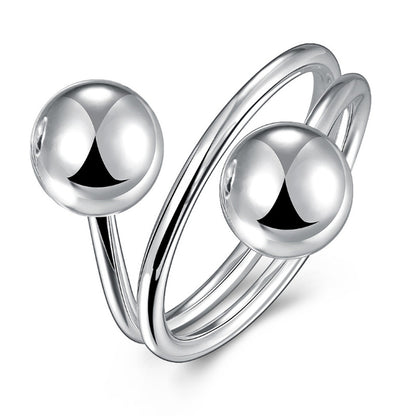 Simple Women's Couple Beads Ring birthday valentine romance gift