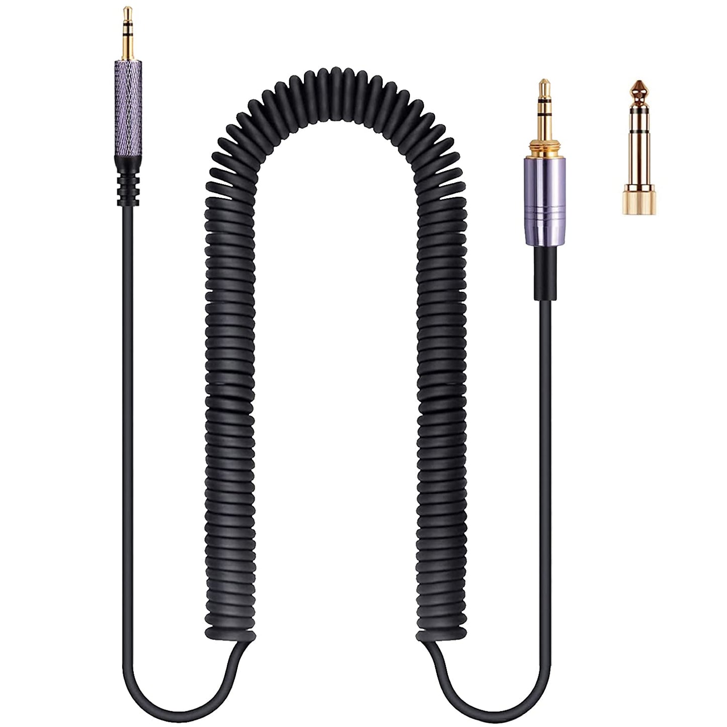 FAAEAL QC35 Coiled Audio Cable Replacement for Bose QC45(QuietComfort 45) NC700AKG Y55BT Y55 Headphones 2.5mm to 3.5mm(1/8”) Extension Aux Cord with 6.35mm (1/4") Adapter(4.2ft-14ft)