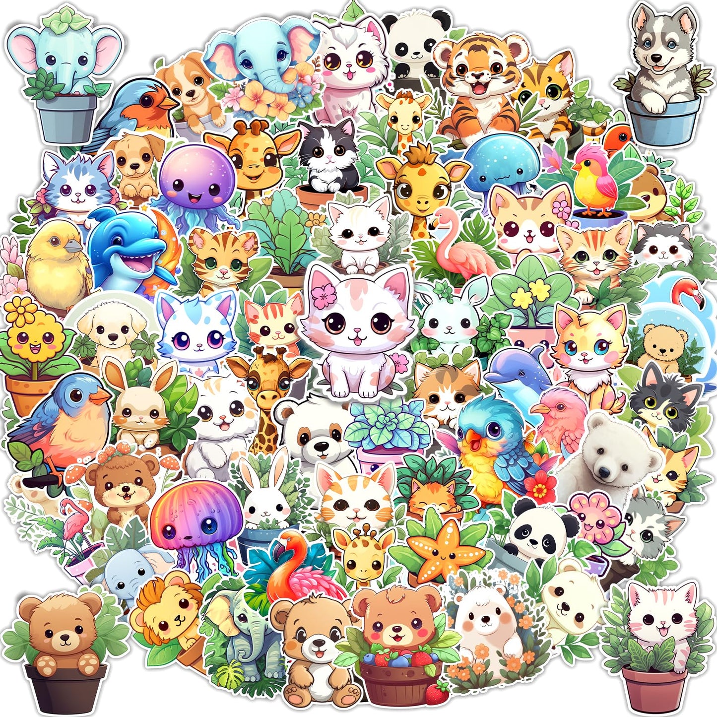 150PCS Bulk Waterproof Stickers Cute Animal Stickers Vinyl Decal Sticker