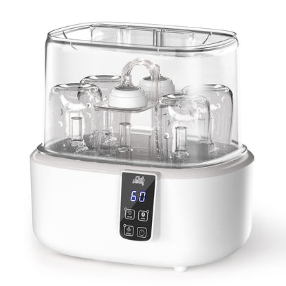 Bottle Cleaner and Dryer Fast Electric Steam Dryer for Baby Bottles Pacifier Breast Pump Baby Bottle Steam Dryer Dries Faster Large Capacity Holds 6 Bottles LED Display Auto-Off Baby Bottle Washer