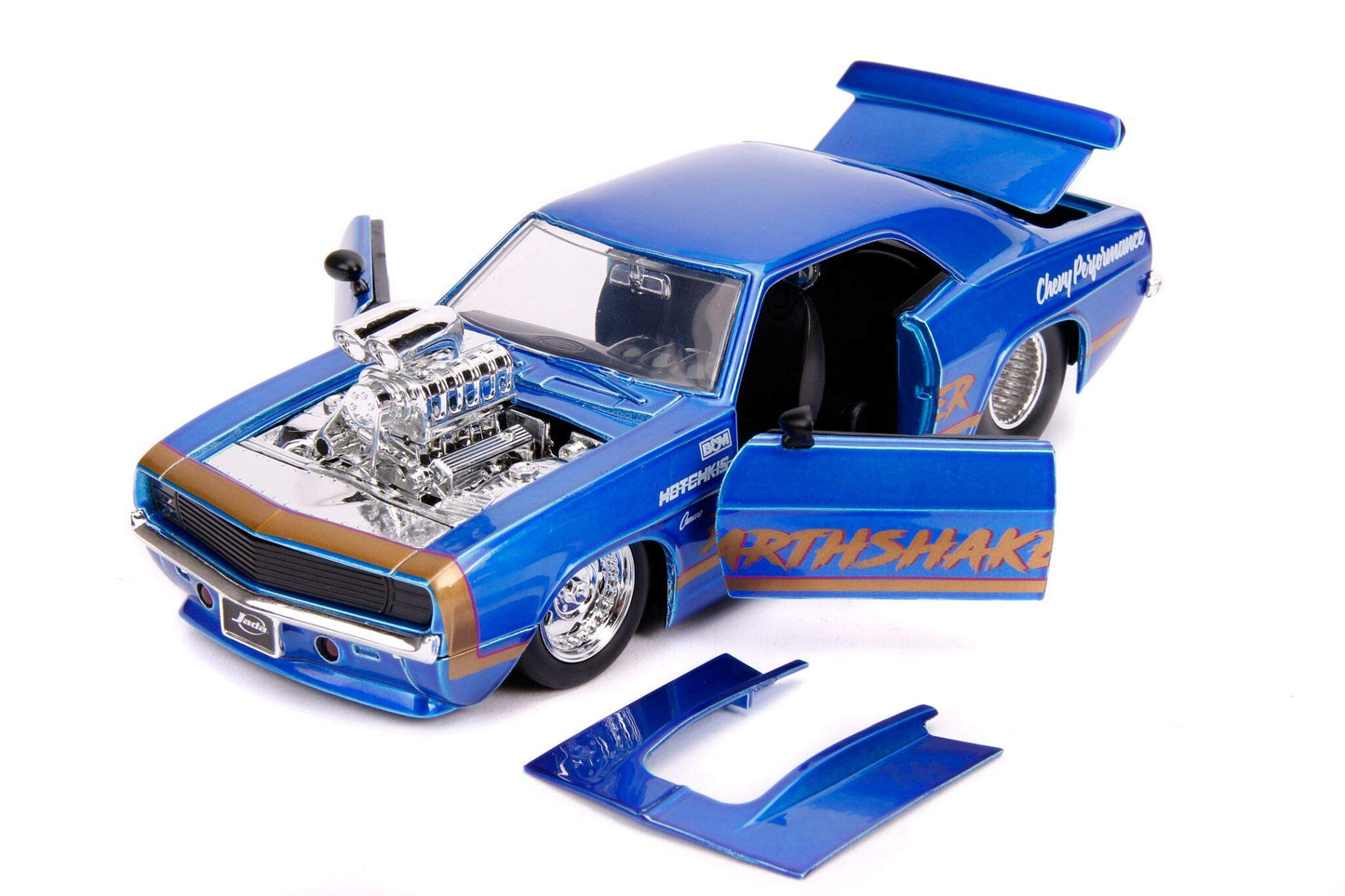Jada Toys Bigtime Muscle 1:24 1969 Chevy Camaro Earthshaker Die-cast Car Candy Blue Toys for Kids and Adults