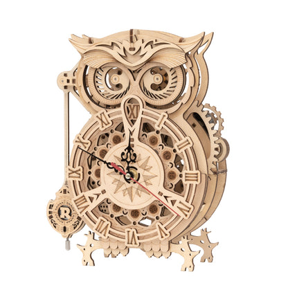 Wooden Mechanical Owl Clock Model