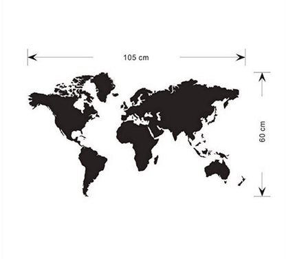 World Map Vinyl Wall Decal for Living Room Decor