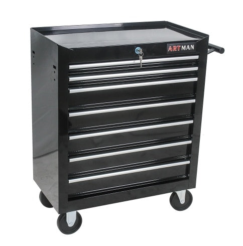 7 DRAWERS multi function tool cart with wheels and lock - BLACK garage