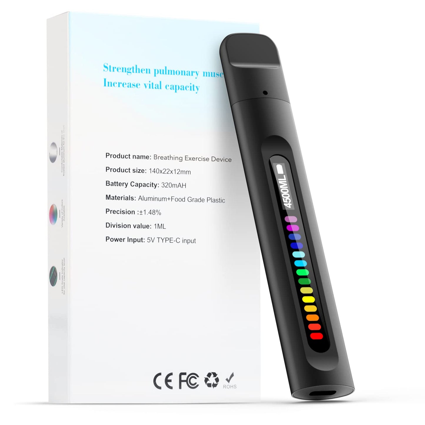 Breathing Exercise Device Portable Breathing Training Device for Better Breathe Guided Smart Breathing Exercise Assistant for Athletes andSports Enthusiasts