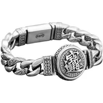 Men's Vintage Six-Word Statement Spinner Bracelet stress relief
