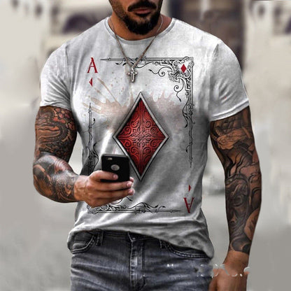 Playing Card Printing Men T Shirt Top