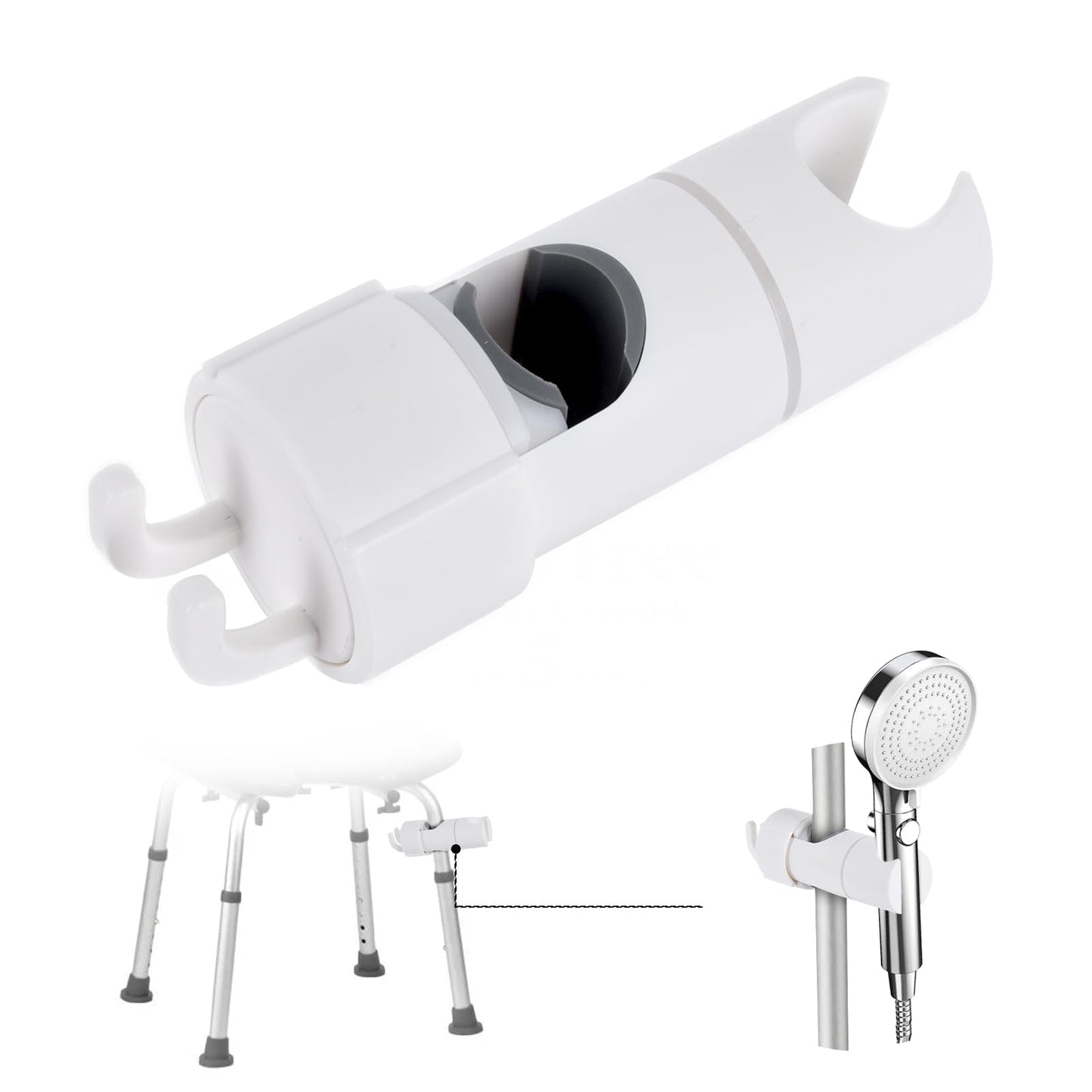 Handheld Shower Head Holder Attachment for Shower Chair Shower Accessories Fit for Bath Seat Transfer Bench Bath Stool and Shower Commode Tool Free Installation Universal Fit Shower Aids
