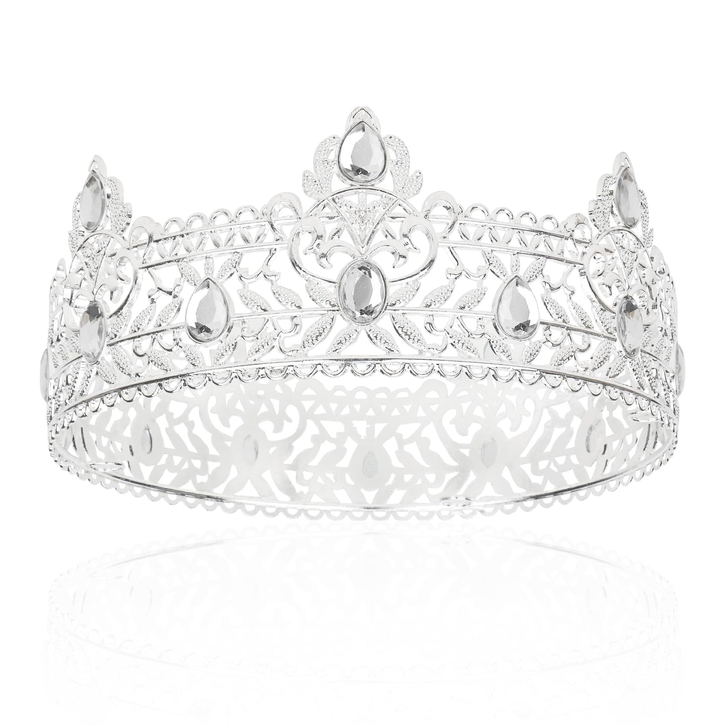 King Crown CIEHER King Crowns for Men Crystal Baroque Wedding Crown Men Prom Crown Prince Tiara Women Evil Crown for Birthday King Halloween Costume Birthday Decorations for Men Silver King Crown