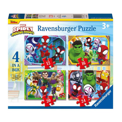 Ravensburger - Puzzle Spidey and his amazing friends Marvel Childrens puzzle 4 puzzles in 12162024 pieces Puzzle for children +3 years Puzzle size 70x50cm