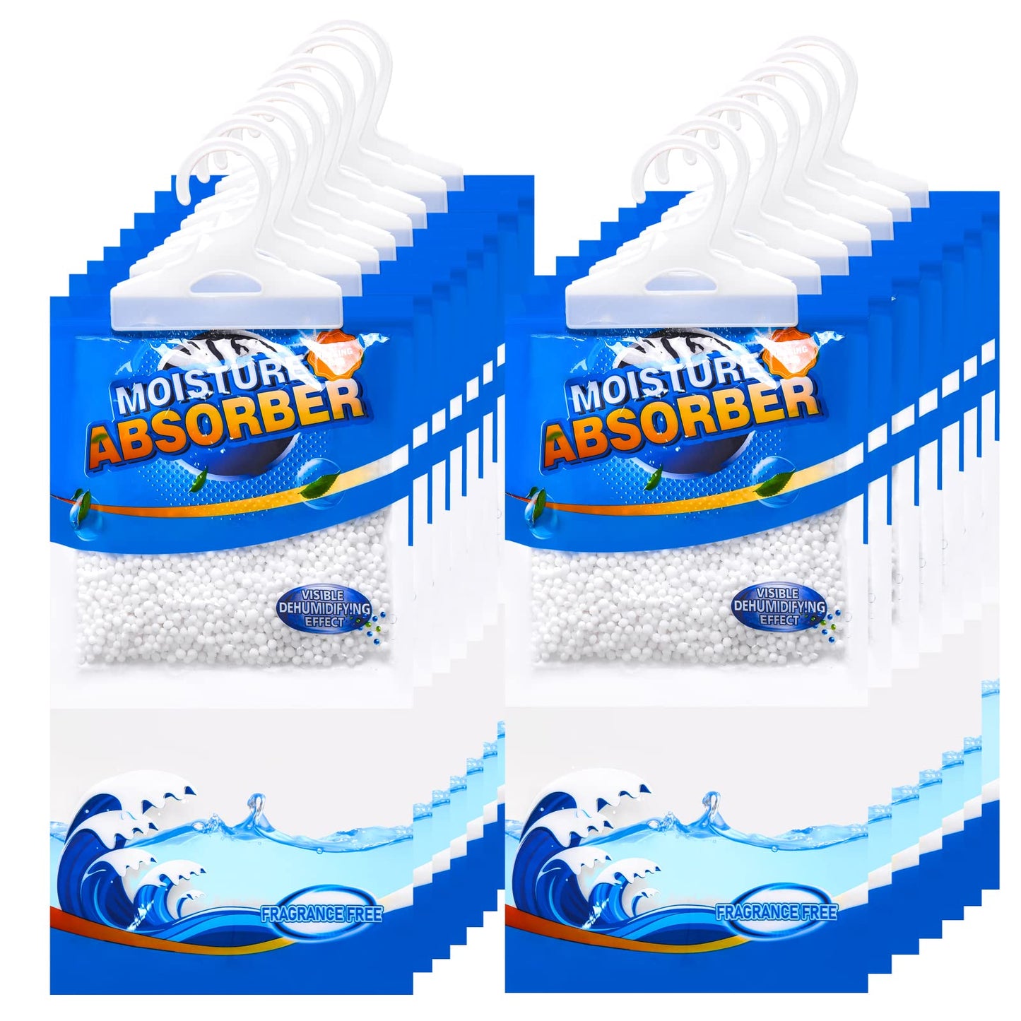 ZSZMFH 15 Pack Moisture Absorber Hanging Bags Fragrance Free Humidity Packs Hanging Closet Dehumidifier Bags Moisture Absorber Packets-220g/pack.