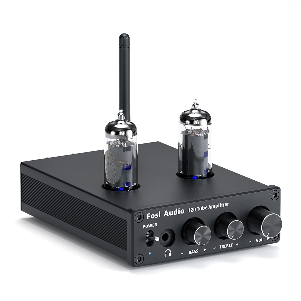 Fosi Audio T20 Röhrenverstärker Valve Amplifier 2-Kanal Class D Endstufe Bluetooth Mini Kopfhörer Verstärker 6A2 Vakuumröhren für Lautsprecher