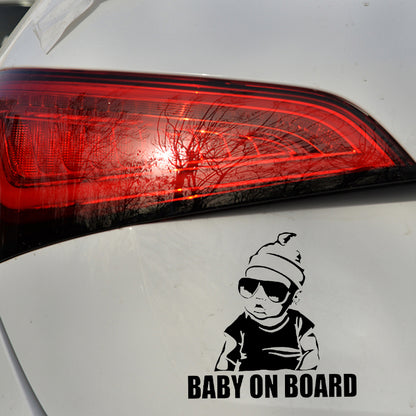 Funny Cartoon Baby on Board Reflective Car Sticker Decal 15x15cm