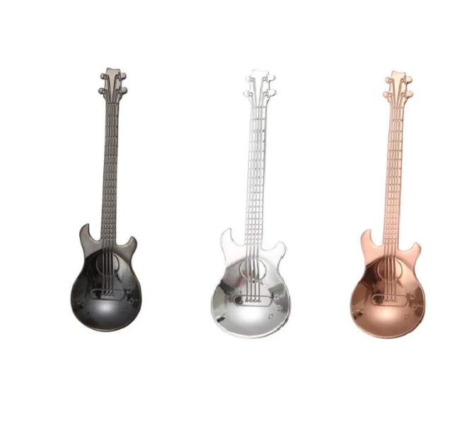 Gold-Plated Stainless Steel Guitar Coffee Spoon
