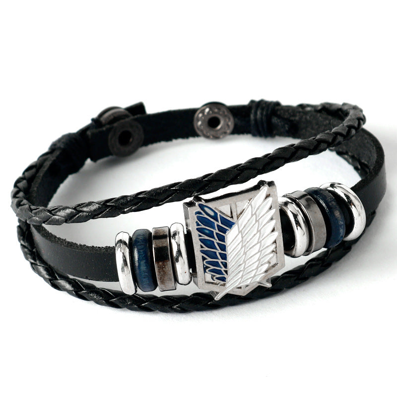 Anime Merch Accessories: Naruto, One Piece & Attack on Titan Leather Bracelet