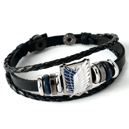 Anime Merch Accessories: Naruto, One Piece & Attack on Titan Leather Bracelet