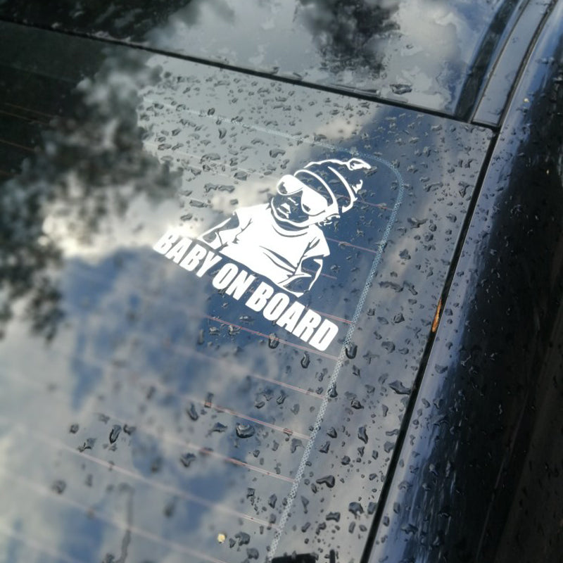 Funny Cartoon Baby on Board Reflective Car Sticker Decal 15x15cm