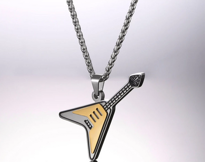 Titanium Steel Guitar Pick Necklace Pendant keychain