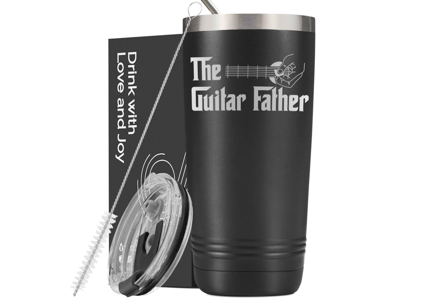 Onebttl Guitar Gifts For Men Guitarist Music Lover Musical Gift for Musician 20 oz Stainless Steel Insulated Tumbler with Straw Lid the Guitar Father