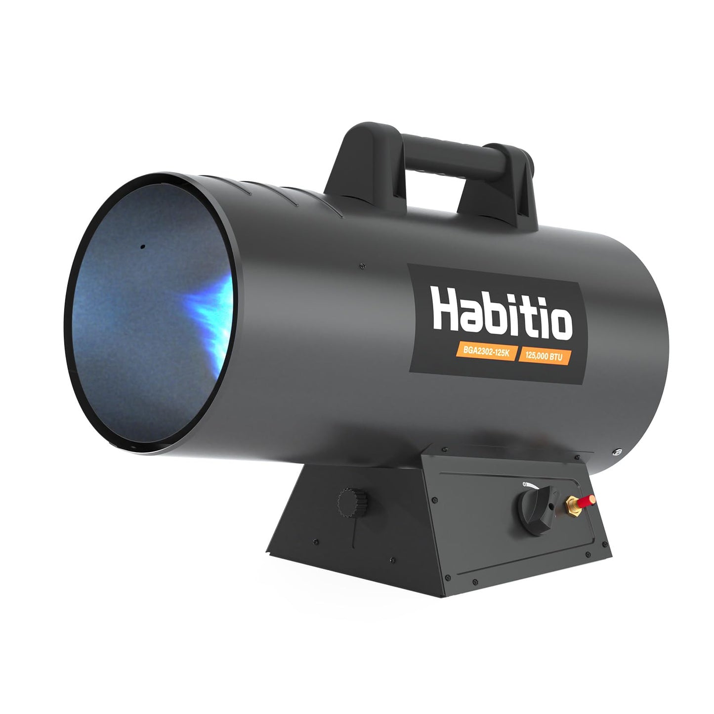Habitio 125000 BTU Forced Air Propane Heater Portable Torpedo Heater for Jobsite Garage and Construction Sites 10 ft Hose with Regulator Included