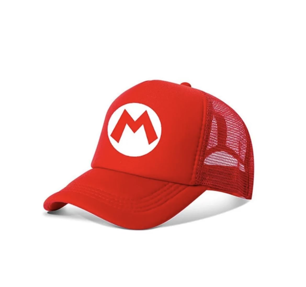 Mesh Baseball Cap Snapback Kids Boys Girls Super Luigi Bros Mario Princess Peach Cartoon (M is for Mario)