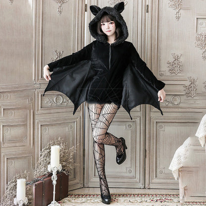 Halloween Black Evil Vampire Bat Demon Costume Set woman women