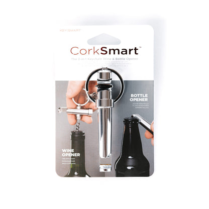 KeySmart CorkSmart - 2-in-1 Keychain Wine Opener and Bottle Opener the Ultimate Dual Bottle Opener and Wine Bottle Opener Corkscrew Keychain Accessory